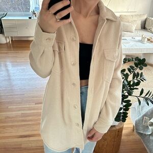 Rachel Zoe Cream Button Front Shacket
